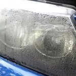 wet car headlight
