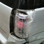 The car&#39;s taillight is sealed with tape